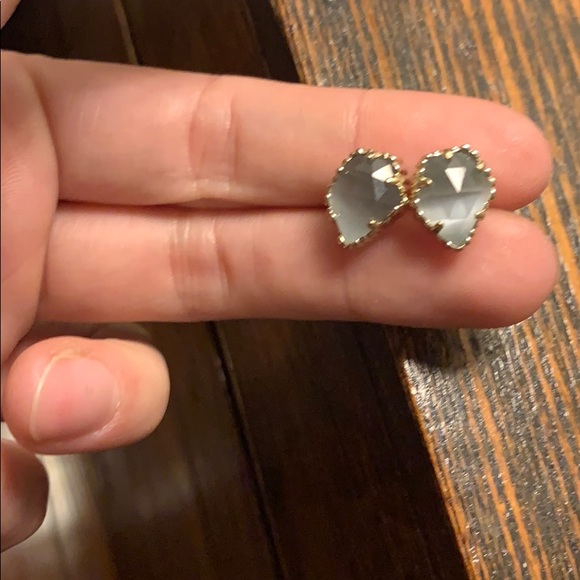 Tessa Gold Stud Earrings In Iridescent Drusy - Picture 2 of 3